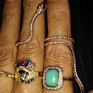 Gold (Rose) Snake two finger ring